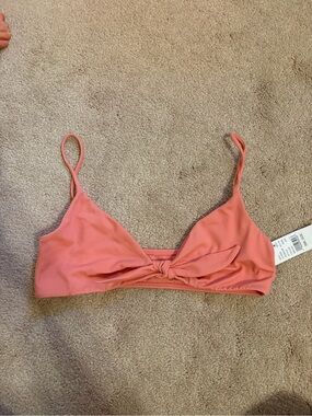 La Hearts Salmon Pink Bikini Top with Adjustable Straps